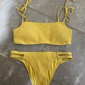 Abercrombie Yellow Bandeau Swim Top and Bottoms S